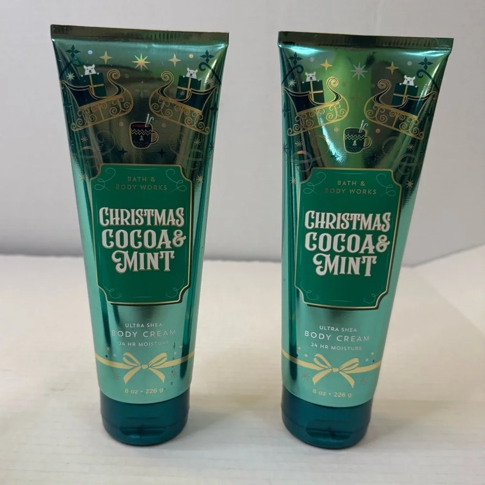 BATH & BODY WORKS Christmas Cocoa & Mint 24 HOUR MOISTURE BODY CREAM 8OZ